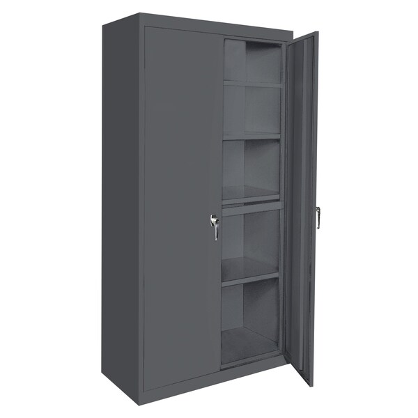 Storage Cabinet, 72 in H, 48 in W, 24 in D, Charcoal, 4 Shelves